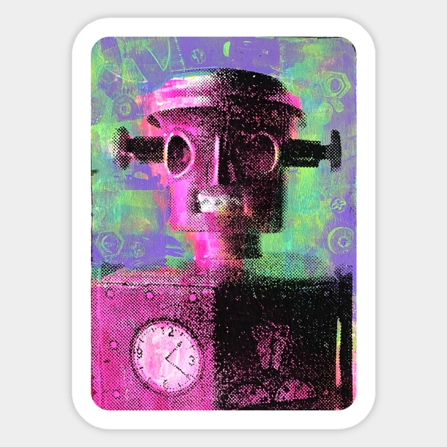 Retro Robot Sticker by BertoMier